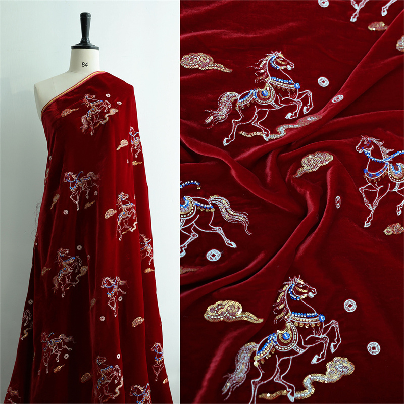 Sewing Velvet Fabric - Herbst/Winter Dicke Seide Samt Nagelperle bestickt