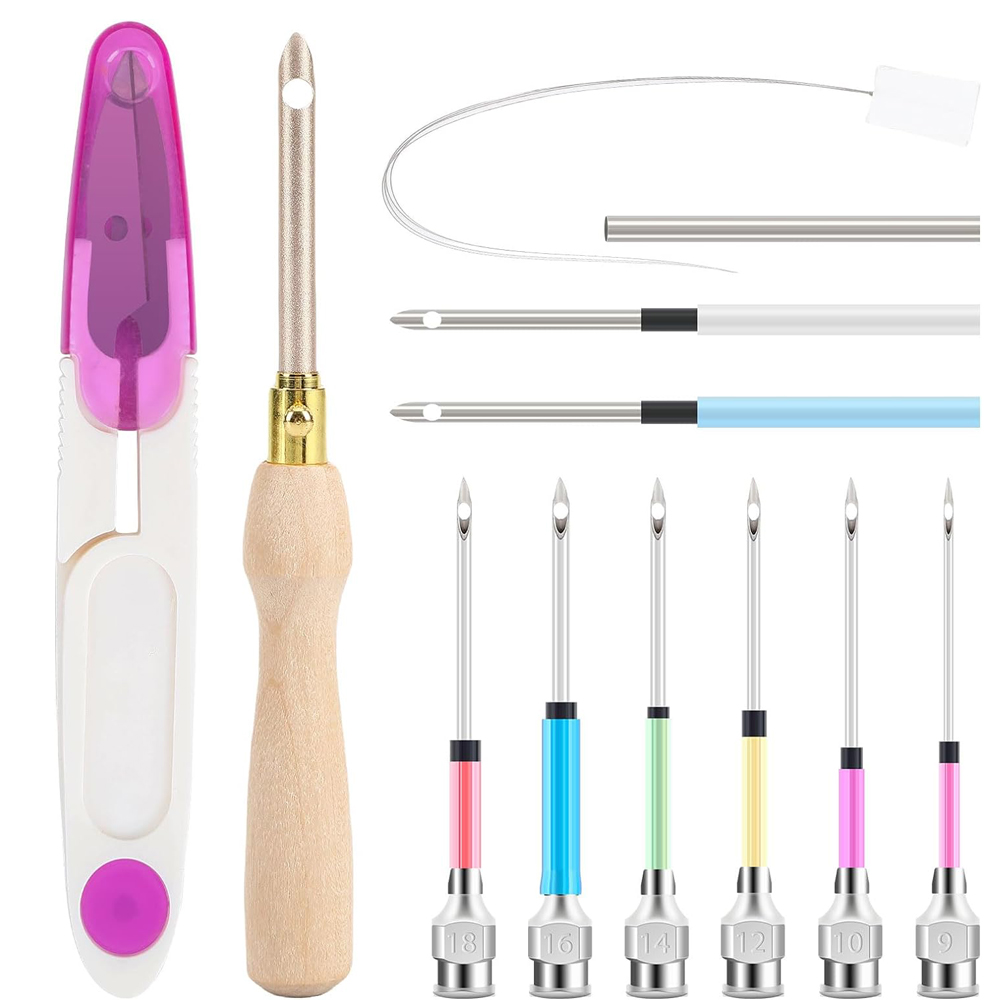 Embroidery Floss Thread - 13-teiliges Stanznadel-Kit Verstellbare Stanznadel-Stick-Kits Holzgriff-Sticks tift