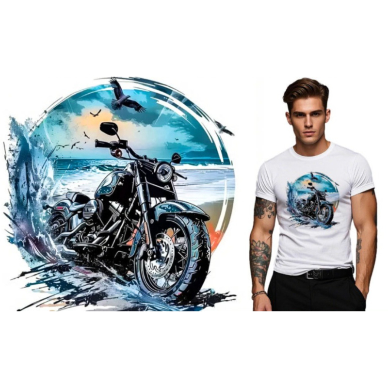 Iron On Patch - Individuelles DTF-Offset-Wärmeübertragungsmotiv im Biker-Stil, waschbarer Bügel-Aufkleber