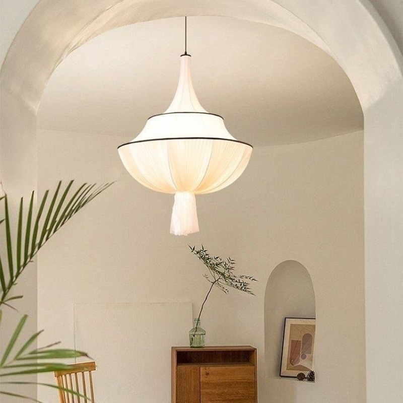Century Textile & Sewing Supply Photos - Französische Mid-Century Nordic Ins Design Stoff-LED-Pendelleuchte