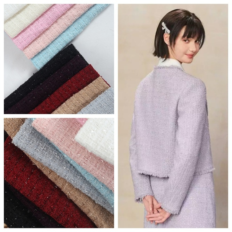 Sewing Tweed - Einfarbiger Chenille-Tweed-Stoff als Meterware für Mäntel,