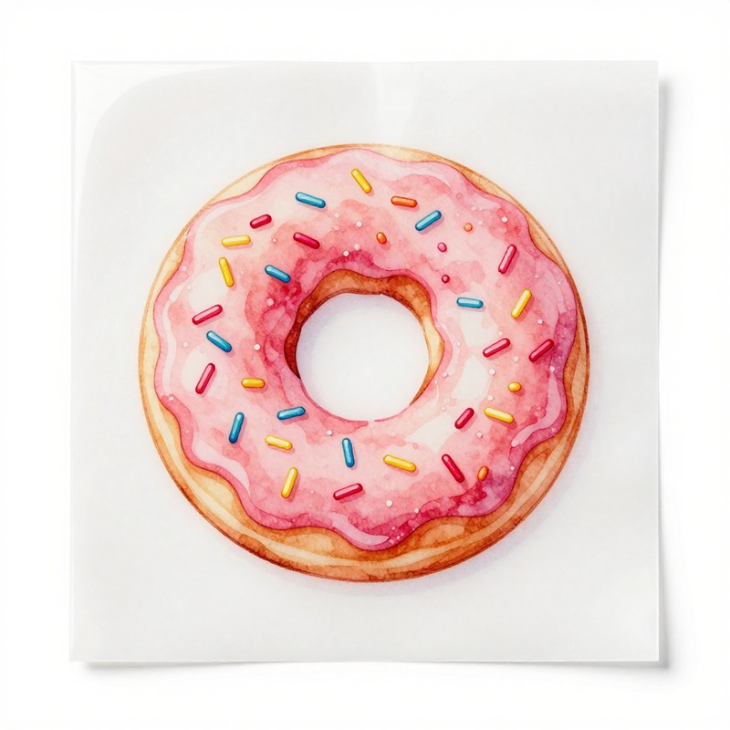 Iron On Patch - Aquarell-Donut-Wärmeübertragungsvinyl (HTV) zum Aufbügeln, DIY-Kleidungsaufkleber, Transferfolie