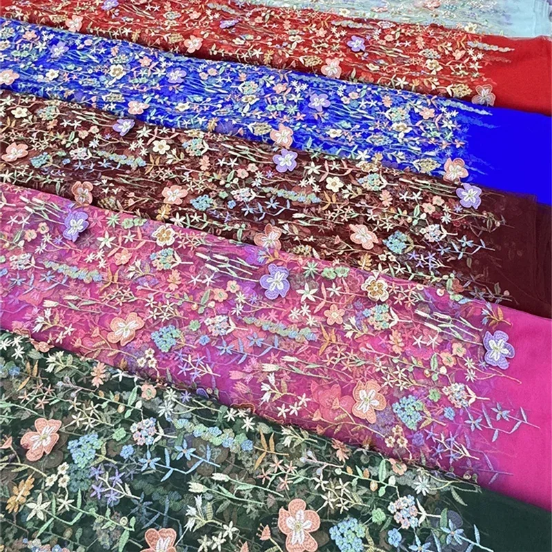 3D Blumen bestickter Tüll Stof – Textile And Sewing Materials Bewertung und Preis