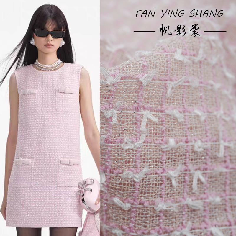 Rosa-weiß karierter Tweed-Stof – Sewing Tweed Bewertung und Preis
