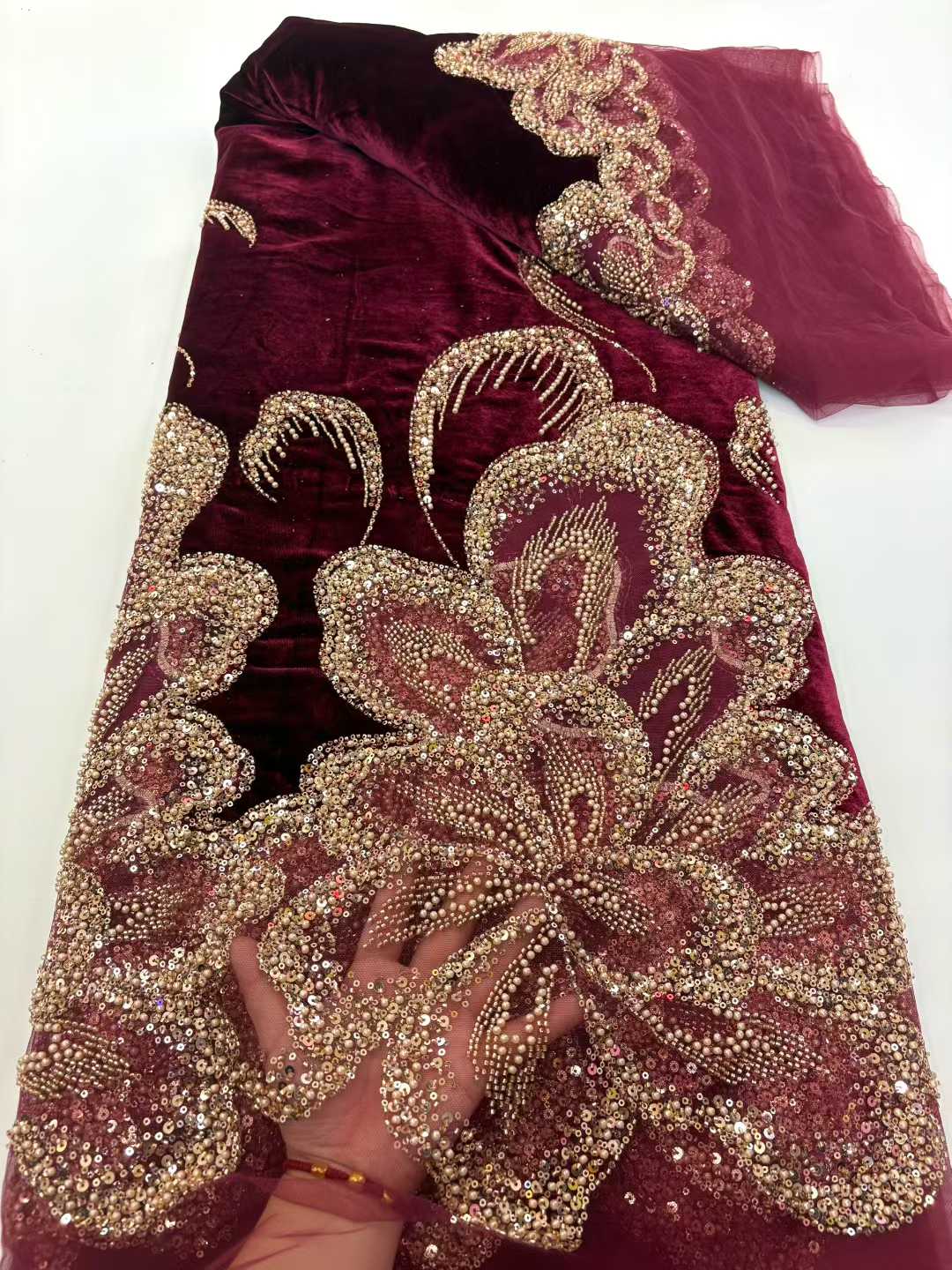 Afrikanischer Samt-Perlen-Schw – Sewing Velvet Fabric Bewertung und Preis