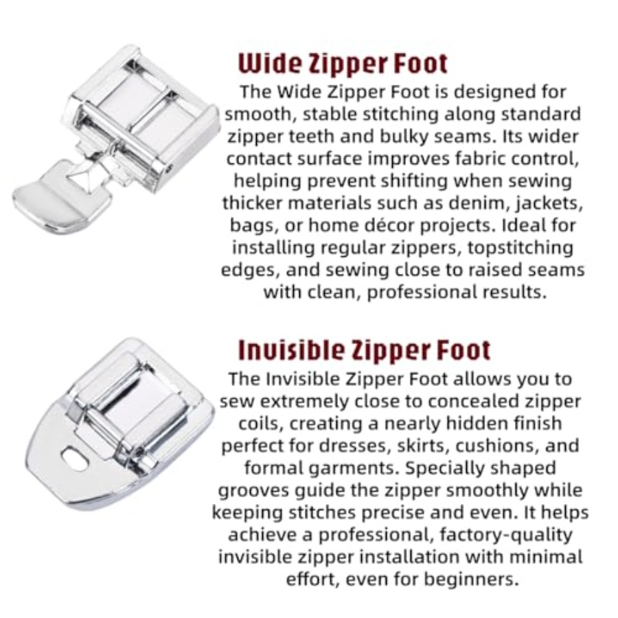 Reißverschlussfuß-Set enthält  – Zipper Foot Presser Bewertung und Preis